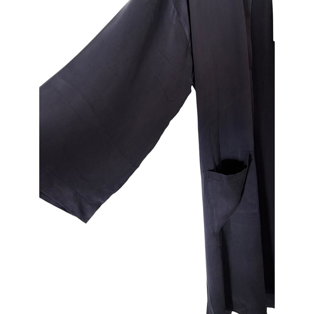 NWT Quince 100% Washable Silk Robe M Indigo Blue Kimono Belted Luxury Lounge - Picture 9 of 11
